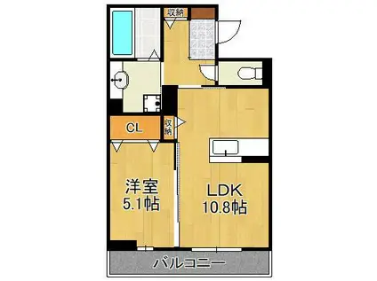 フース コーシェリ(1LDK/2階)の間取り写真