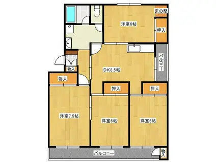 ヴィラナリー小倉南(4DK/1階)の間取り写真