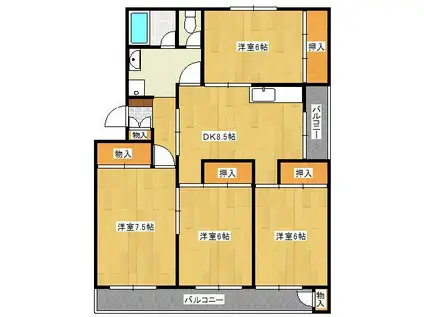 ヴィラナリー小倉南(4DK/1階)の間取り写真