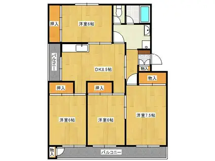 ヴィラナリー小倉南(4DK/1階)の間取り写真