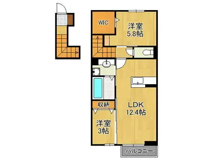 D-ROOM上葛原(2LDK/2階)の間取り写真
