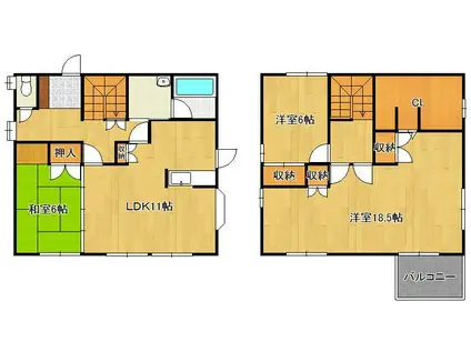 日田彦山線 石田駅(福岡) 徒歩26分 2階建 築32年(3SLDK)の間取り写真