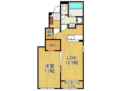 メゾン ド ジュネス Ⅰ(1LDK/1階)の間取り写真