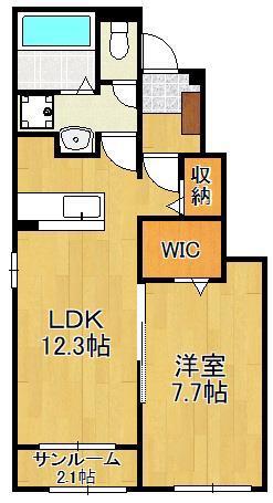 メゾン ド ジュネス Ⅰ(1LDK/1階)の間取り写真