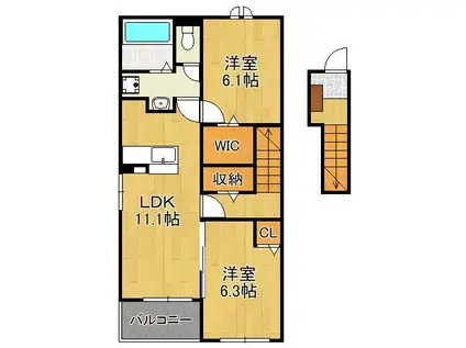 メゾン ド ジュネス Ⅰ(2LDK/2階)の間取り写真