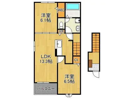 メゾン ド ジュネス Ⅱ(2LDK/2階)の間取り写真