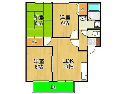 チェリーハイツA棟(3LDK/1階)の間取り写真