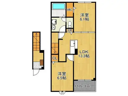 パークサイド小倉東Ⅰ(2LDK/2階)の間取り写真