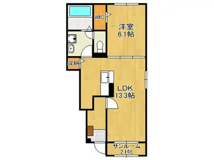 アプローズ(1LDK/1階)の間取り写真
