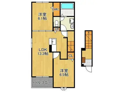 T.A.O 苅田 Ⅲ(2LDK/2階)の間取り写真