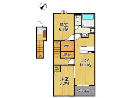 メゾン・ド・アン Ⅰ(2LDK/2階)の間取り写真