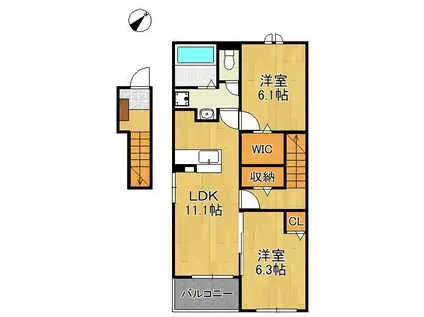 メゾン・ド・アン Ⅱ(2LDK/2階)の間取り写真