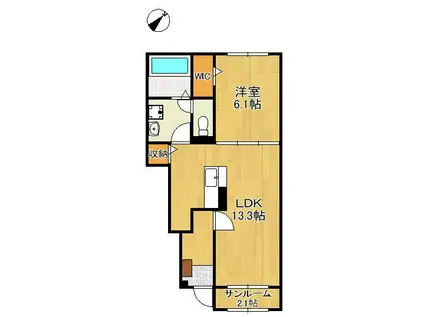 メゾン・ド・アン Ⅲ(1LDK/1階)の間取り写真