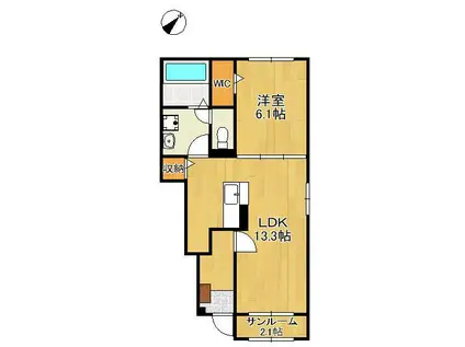 メゾン・ド・アン Ⅳ(1LDK/1階)の間取り写真