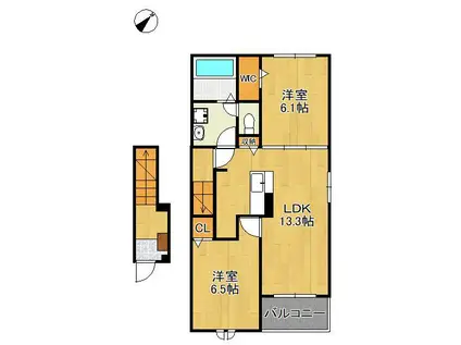 メゾン・ド・アン Ⅳ(2LDK/2階)の間取り写真