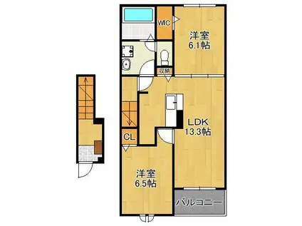 サニータウン苅田B(2LDK/2階)の間取り写真