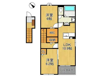 ニューライズ苅田 Ⅰ(2LDK/2階)の間取り写真