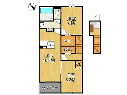 ニューライズ苅田 Ⅰ(2LDK/2階)の間取り写真