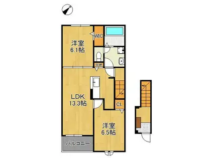 ベルパンセ(2LDK/2階)の間取り写真