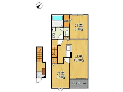 ベルパンセ(2LDK/2階)の間取り写真