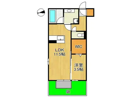 LAZO行橋(1LDK/1階)の間取り写真