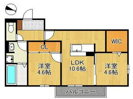 MER行事 B棟(2LDK/1階)の間取り写真