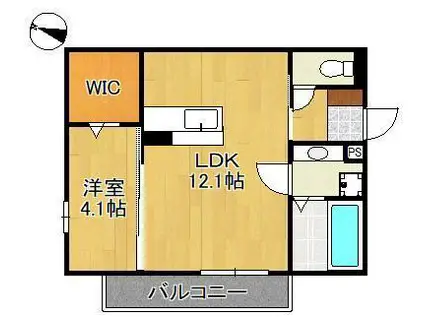 MER行事 B棟(1LDK/3階)の間取り写真