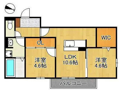 MER行事 B棟(2LDK/3階)の間取り写真