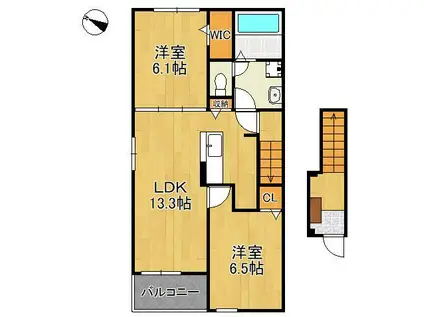 クラールFKⅡB(2LDK/2階)の間取り写真