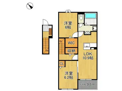 パルク向山(2LDK/2階)の間取り写真