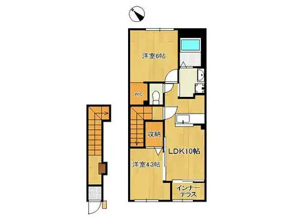 アジャート(2LDK/2階)の間取り写真