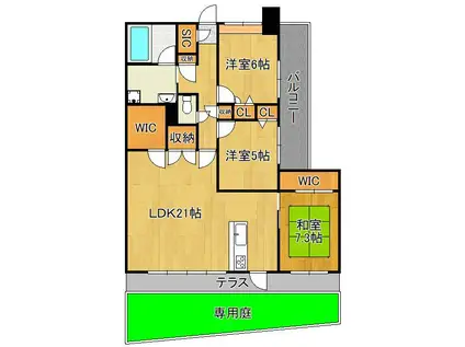 サンライフ下曽根駅サウスコート(3LDK/1階)の間取り写真