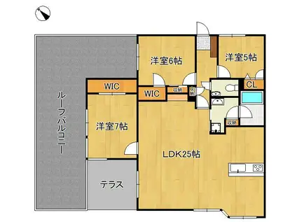 サンライフ下曽根駅サウスコート(3LDK/6階)の間取り写真