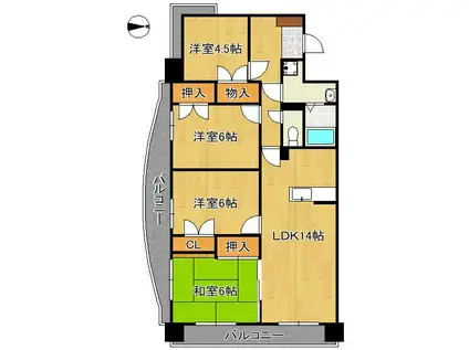 サンライフ小倉南(4LDK/3階)の間取り写真