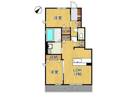 LIVE FLAT大橋(2LDK/1階)の間取り写真