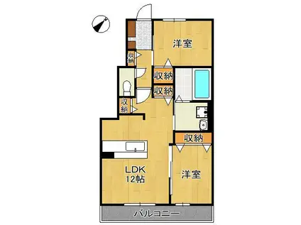 LIVE FLAT大橋(2LDK/1階)の間取り写真