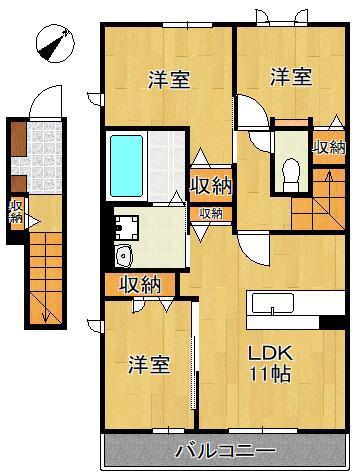 LIVE FLAT大橋(3LDK/2階)の間取り写真