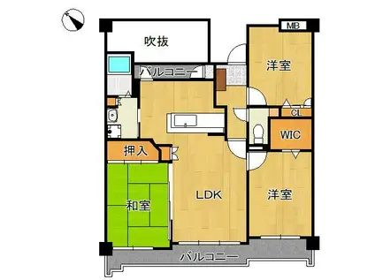 リヴィエール下曽根駅南口(3LDK/13階)の間取り写真