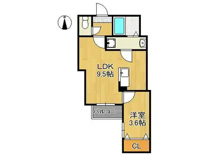 NOBREST(1LDK/2階)の間取り写真