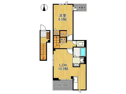 ヴェルデメゾン(1LDK/2階)の間取り写真