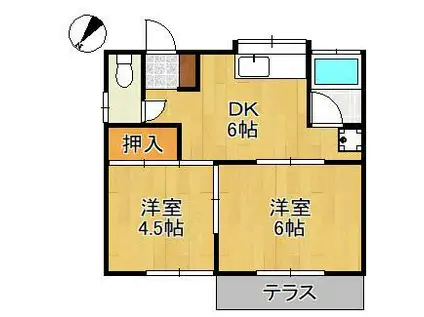 山門ハイツ(2DK/1階)の間取り写真