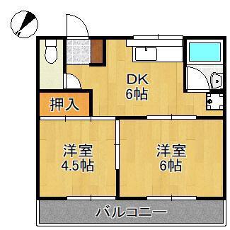 山門ハイツ(2DK/1階)の間取り写真