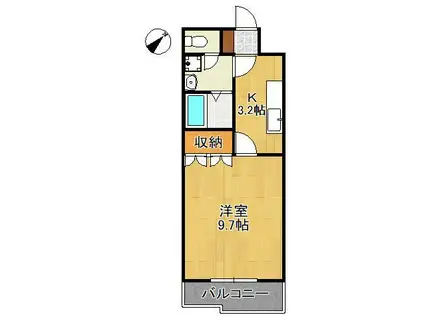 グローリアス行橋Ⅲ(1K/2階)の間取り写真