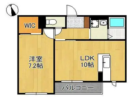 アクアコート行橋(1LDK/2階)の間取り写真