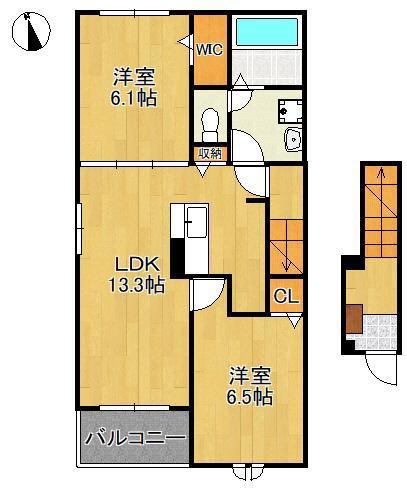 セルティス(2LDK/2階)の間取り写真