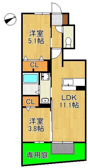 DーROOM N.T(2LDK/1階)の間取り写真