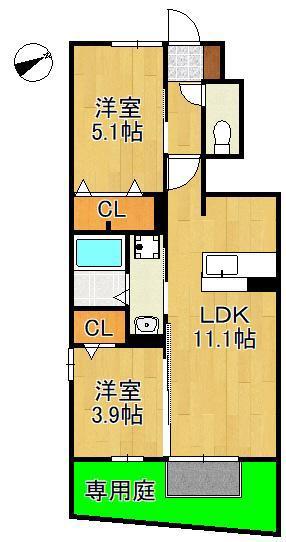 DーROOM N.T(2LDK/1階)の間取り写真