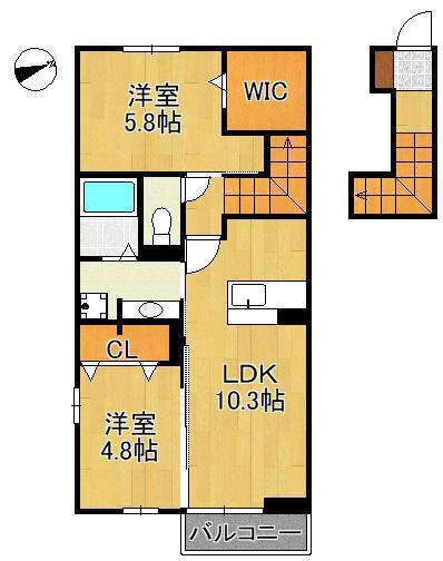 DーROOM N.T(2LDK/2階)の間取り写真