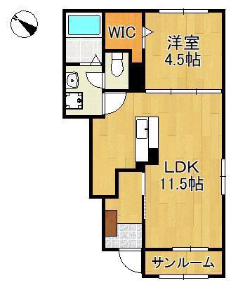 フィールズイーストA(1LDK/1階)の間取り写真