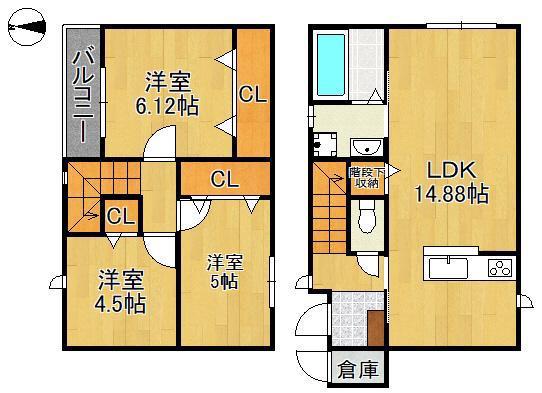 日田彦山線 石田駅(福岡) 徒歩48分 2階建 築1年(3LDK)の間取り写真